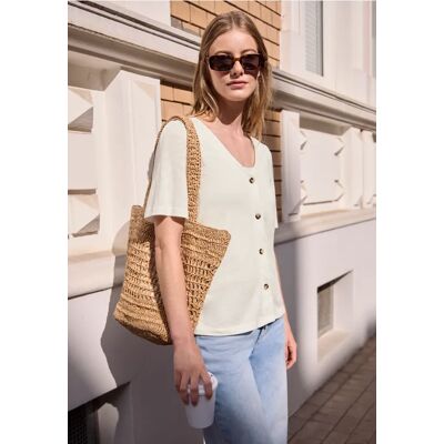 Street One Studio Shirt mit V-Neck und Knopfleiste - Weiß - Damen Street One Studio Shirt mit V-Neck und Knopfleiste - Weiß - Damen