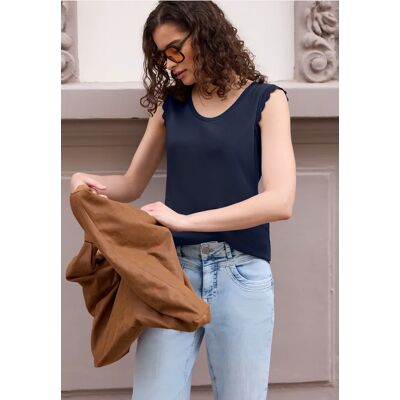 Street One Studio Top mit V-Neck und Rüschen - Blau - Damen Street One Studio Top mit V-Neck und Rüschen - Blau - Damen