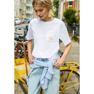 Street One Studio T-Shirt mit Rundhals und Perlendetail - Weiß - Damen Street One Studio T-Shirt mit Rundhals und Perlendetail - Weiß - Damen