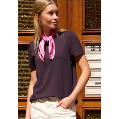 Street One Studio T-Shirt in Unifarbe mit Raffung - Lila - Damen Street One Studio T-Shirt in Unifarbe mit Raffung - Lila - Damen