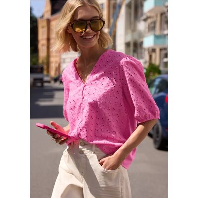 Street One Studio Kurzarm Jacke mit Embroidery-Front - Pink - Damen Street One Studio Kurzarm Jacke mit Embroidery-Front - Pink - Damen