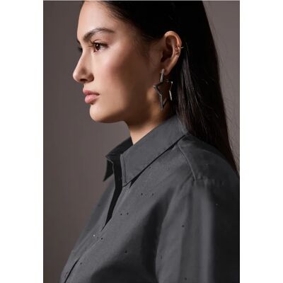 Street One Studio Bluse mit Schmucksteinen - Grau - Damen Street One Studio Bluse mit Schmucksteinen - Grau - Damen