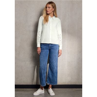 Street One Studio Bluse mit bestickten Ärmeln - Weiß - Damen Street One Studio Bluse mit bestickten Ärmeln - Weiß - Damen