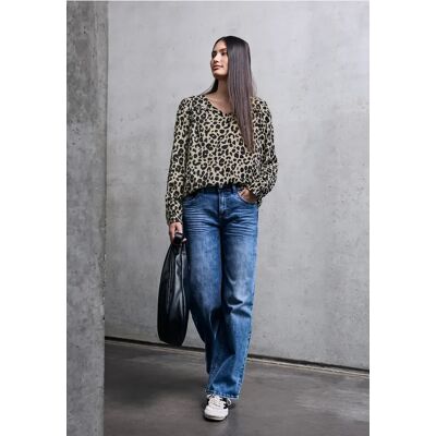 Street One Studio V-Neck Bluse mit Rüschen - Beige - Damen Street One Studio V-Neck Bluse mit Rüschen - Beige - Damen