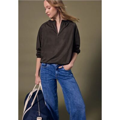Street One Studio Velours Tunika mit Zipper - Braun - Damen Street One Studio Velours Tunika mit Zipper - Braun - Damen