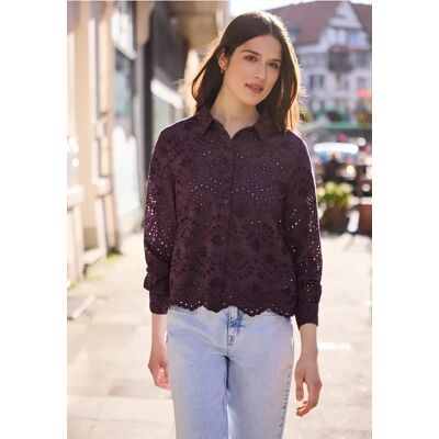 Street One Studio Langarm Bluse mit Shiffleymuster - Lila - Damen Street One Studio Langarm Bluse mit Shiffleymuster - Lila - Damen