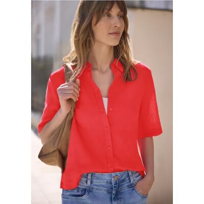 Street One Studio Kurzarm Hemdbluse aus Leinen - Rot - Damen Street One Studio Kurzarm Hemdbluse aus Leinen - Rot - Damen
