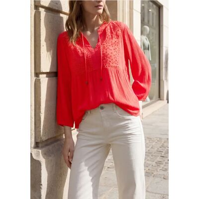 Street One Studio Tunika mit Split Neck und Embroidery - Rot - Damen Street One Studio Tunika mit Split Neck und Embroidery - Rot - Damen