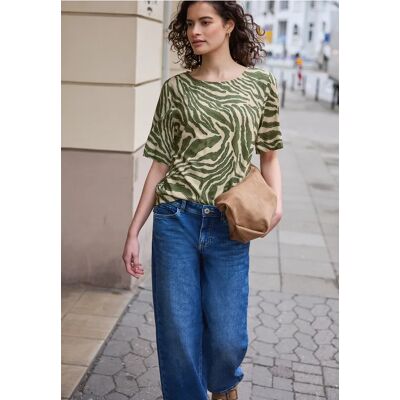 Street One Studio Kurzarm Bluse mit Rundhals und Print - Grün - Damen Street One Studio Kurzarm Bluse mit Rundhals und Print - Grün - Damen