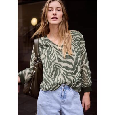 Street One Studio Langarm Bluse mit V-Neck aus Chiffon - Grün - Damen Street One Studio Langarm Bluse mit V-Neck aus Chiffon - Grün - Damen