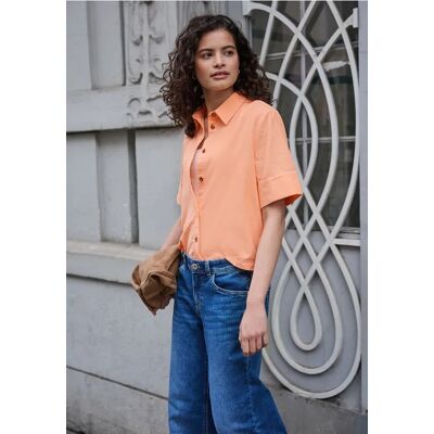 Street One Studio Kurzarm Bluse in Cord-Qualität - Orange - Damen Street One Studio Kurzarm Bluse in Cord-Qualität - Orange - Damen