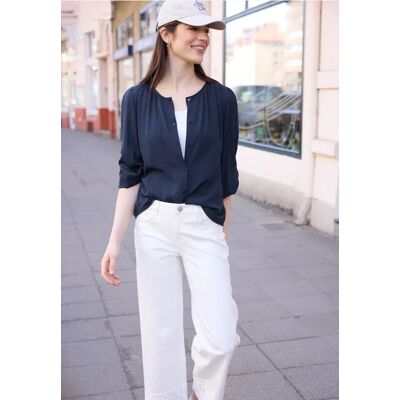 Street One Studio 3/4-Arm Bluse mit Rundhals und Knöpfen - Blau - Damen Street One Studio 3/4-Arm Bluse mit Rundhals und Knöpfen - Blau - Damen