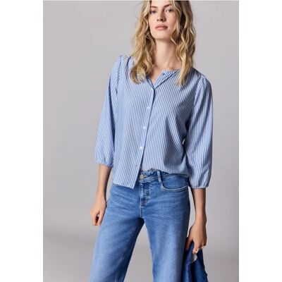 Street One Studio 3/4-Arm Bluse in Seersuckerqualität - Blau - Damen Street One Studio 3/4-Arm Bluse in Seersuckerqualität - Blau - Damen