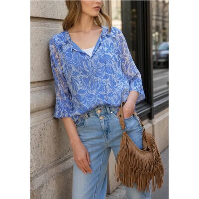 Street One Studio Langarm Bluse mit Rüschendetail - Blau - Damen Street One Studio Langarm Bluse mit Rüschendetail - Blau - Damen