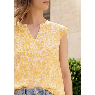 Street One Studio Blusentop aus Chiffon mit Split Neck - Gelb - Damen Street One Studio Blusentop aus Chiffon mit Split Neck - Gelb - Damen