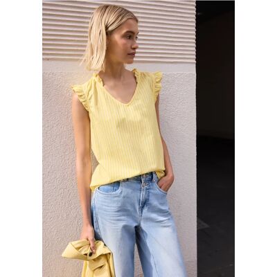 Street One Studio Blusentop mit V-Neck und Streifen - Gelb - Damen Street One Studio Blusentop mit V-Neck und Streifen - Gelb - Damen