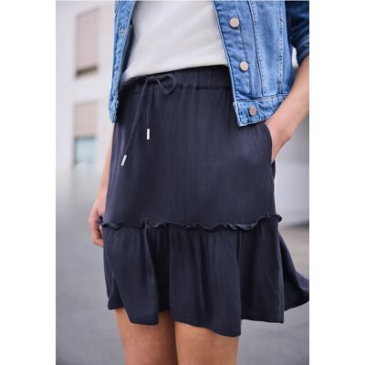 Street One Studio Knielanger Rock mit Volant und Taschen - Blau - Damen Street One Studio Knielanger Rock mit Volant und Taschen - Blau - Damen