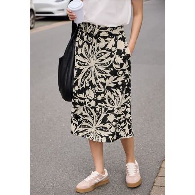 Street One Studio Midi-Rock mit Volants und Print - Schwarz - Damen Street One Studio Midi-Rock mit Volants und Print - Schwarz - Damen