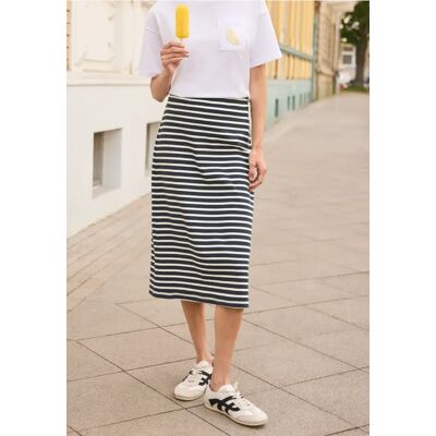 Street One Studio Midi-Rock mit Streifenmuster - Blau - Damen Street One Studio Midi-Rock mit Streifenmuster - Blau - Damen
