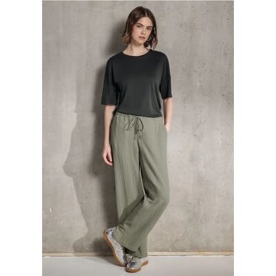 Street One Studio Musselin Wide Leg Hose - Grün - Damen Street One Studio Musselin Wide Leg Hose - Grün - Damen