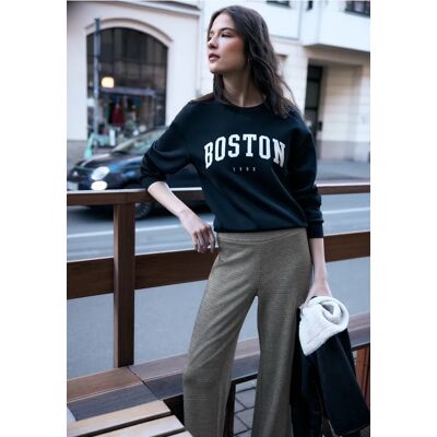 Street One Studio Melierte Wide Leg Hose - Schwarz - Damen Street One Studio Melierte Wide Leg Hose - Schwarz - Damen