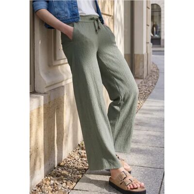 Street One Studio Wide Leg Hose in Crinkle Crash Struktur - Grün - Damen Street One Studio Wide Leg Hose in Crinkle Crash Struktur - Grün - Damen