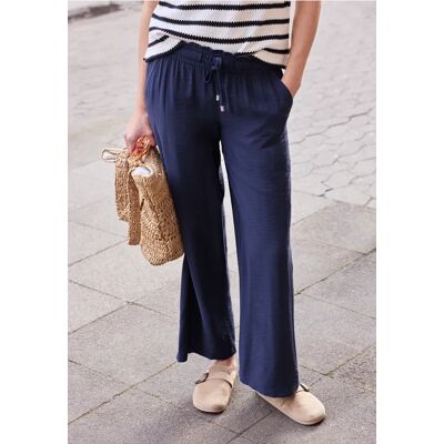 Street One Studio Mid Waist Wide Leg Hose mit Struktur - Blau - Damen Street One Studio Mid Waist Wide Leg Hose mit Struktur - Blau - Damen