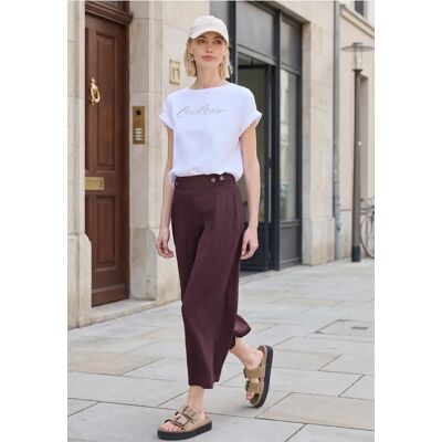 Street One Studio 7/8 Mid Waist Wide Leg Hose im Leinen-Look - Lila - Damen Street One Studio 7/8 Mid Waist Wide Leg Hose im Leinen-Look - Lila - Damen