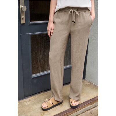Street One Studio Straight Leg Hose mit Crinkle Struktur - Beige - Damen Street One Studio Straight Leg Hose mit Crinkle Struktur - Beige - Damen