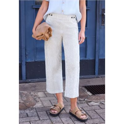Street One Studio Gestreifte 7/8 Wide Leg Hose - Weiß - Damen Street One Studio Gestreifte 7/8 Wide Leg Hose - Weiß - Damen