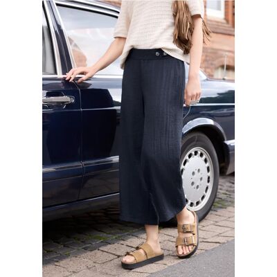 Street One Studio 7/8 Mid Waist Wide Leg Hose im Leinen-Look - Blau - Damen Street One Studio 7/8 Mid Waist Wide Leg Hose im Leinen-Look - Blau - Damen