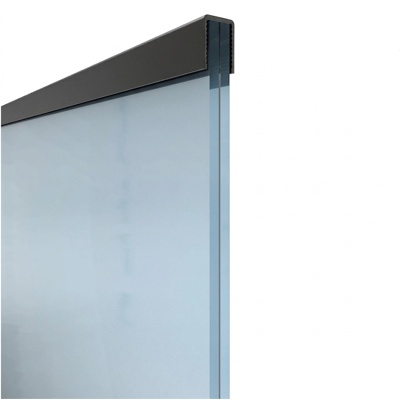 Kozza – rechteckiger Aluminium-Glashalter für Glas 12–13,52 mm, schwarz RAL 9005, 5 m Kozza – rechteckiger Aluminium-Glashalter für Glas 12–13,52 mm, schwarz RAL 9005, 5 m