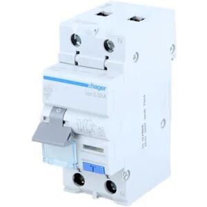 Fehlerstromschutzschalter mit Überstromschutz B 10A 1P+N 6kA 30mA Typ AC ADC910D HAGER Fehlerstromschutzschalter mit Überstromschutz B 10A 1P+N 6kA 30mA Typ AC ADC910D HAGER