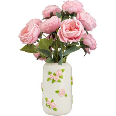 viva domo Kunstblume "Wildrose" inkl. 3D-Porzellan-Vase „Rosen“ viva domo Kunstblume "Wildrose" inkl. 3D-Porzellan-Vase „Rosen“