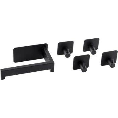 genialoToilettenrollenhalter „Premium Black“ + 4 gratis Handtuchhaken genialoToilettenrollenhalter „Premium Black“ + 4 gratis Handtuchhaken