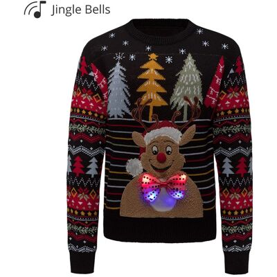 TRI Weihnachts-Pullover „LED-Rentier“, Größe: L TRI Weihnachts-Pullover „LED-Rentier“, Größe: L