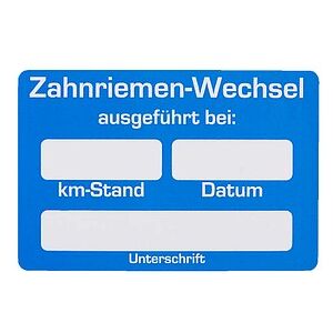 EICHNER Aufkleber Zahnriemen-Wechsel ausgeführt bei, blau/weiß, 250 St. EICHNER Aufkleber Zahnriemen-Wechsel ausgeführt bei, blau/weiß, 250 St.