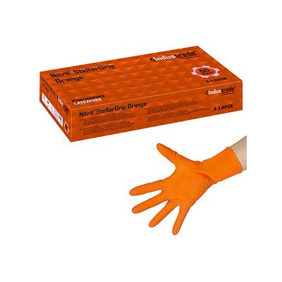Industrade® unisex Einmalhandschuhe Nitril® StellarGrip Orange orange Größe XL, 50 St. Industrade® unisex Einmalhandschuhe Nitril® StellarGrip Orange orange Größe XL, 50 St.
