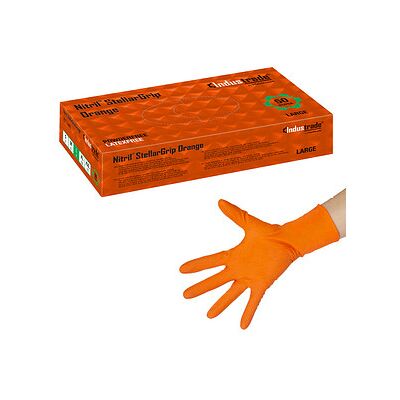 Industrade® unisex Einmalhandschuhe Nitril® StellarGrip Orange orange Größe L, 50 St. Industrade® unisex Einmalhandschuhe Nitril® StellarGrip Orange orange Größe L, 50 St.
