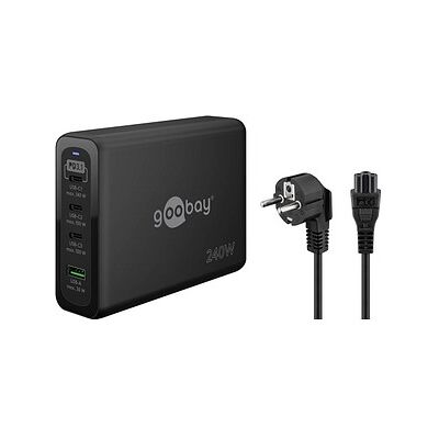 goobay Ladeadapter schwarz, Kabellänge: 1,0 m, 240 Watt goobay Ladeadapter schwarz, Kabellänge: 1,0 m, 240 Watt