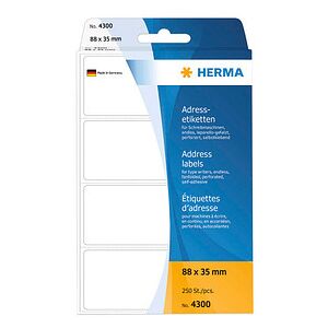 HERMA Adressetiketten 4300 weiß 88,0 x 35,0 mm, 250 Etiketten HERMA Adressetiketten 4300 weiß 88,0 x 35,0 mm, 250 Etiketten