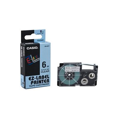 Casio XR-6X1-W-DJ - 6mm Schwarz auf Transparent Etikettenrolle Casio XR-6X1-W-DJ - 6mm Schwarz auf Transparent Etikettenrolle