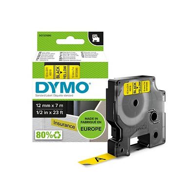 DYMO Schriftband D1 45018 S0720580, 12 mm, schwarz auf gelb, 1 St. DYMO Schriftband D1 45018 S0720580, 12 mm, schwarz auf gelb, 1 St.