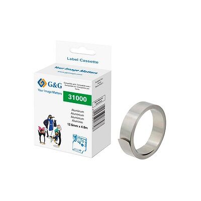 G&G Metallprägeband RHINO 21708 ersetzt DYMO 31000 , 12 mm, weiß auf silber, 1 St. G&G Metallprägeband RHINO 21708 ersetzt DYMO 31000 , 12 mm, weiß auf silber, 1 St.