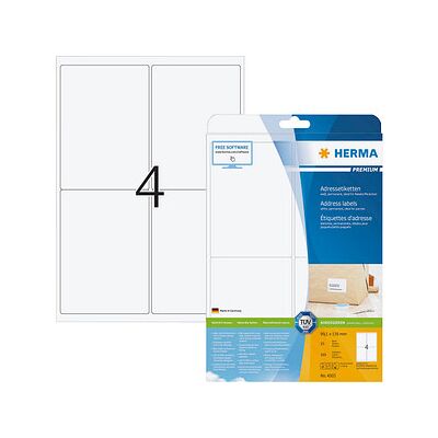 HERMA Adressetiketten 4503 weiß 99,1 x 139,0 mm, 25 Blatt HERMA Adressetiketten 4503 weiß 99,1 x 139,0 mm, 25 Blatt