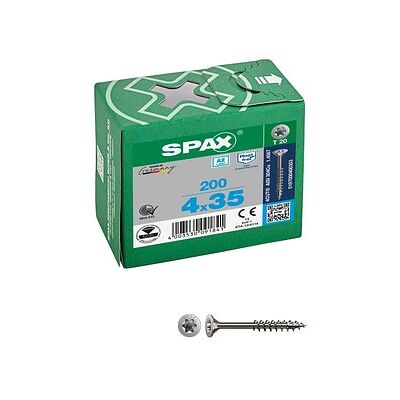 SPAX® Universalschrauben T20 Senkkopf Edelstahl A2 0197000400353 4 mm x 35 mm, 200 St. SPAX® Universalschrauben T20 Senkkopf Edelstahl A2 0197000400353 4 mm x 35 mm, 200 St.