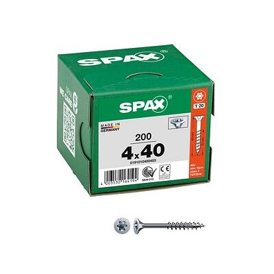 SPAX® Universalschrauben T20 Senkkopf WIROX 0191010400403 4 mm x 40 mm, 200 St. SPAX® Universalschrauben T20 Senkkopf WIROX 0191010400403 4 mm x 40 mm, 200 St.