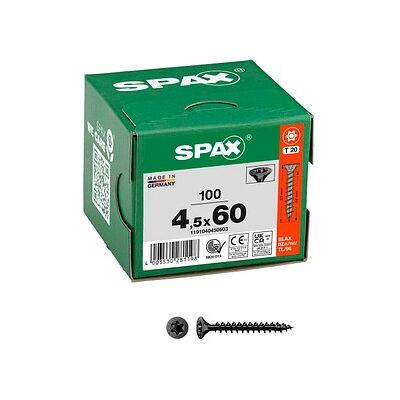 SPAX® Universalschrauben T20 Senkkopf BLAX 1191040450603 4,5 mm x 60 mm, 100 St. SPAX® Universalschrauben T20 Senkkopf BLAX 1191040450603 4,5 mm x 60 mm, 100 St.