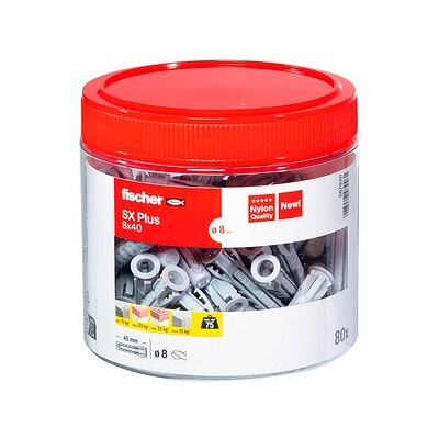 fischer SX Plus 567920 Spreizdübel Ø 8 mm x 40 mm, 80 St. fischer SX Plus 567920 Spreizdübel Ø 8 mm x 40 mm, 80 St.
