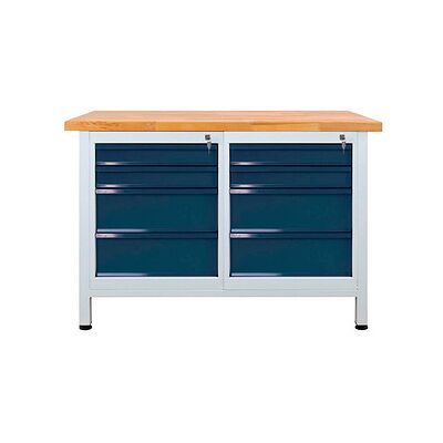 ADB Werkbank lichtgrau, anthrazitgrau - 8 Schubladen - 120x60x84 cm ADB Werkbank lichtgrau, anthrazitgrau - 8 Schubladen - 120x60x84 cm